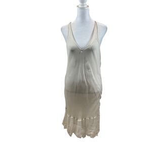 New without Tags Anthro E by Eloise Brand Crepe Chiffon Ivory Dress‎ Size Small